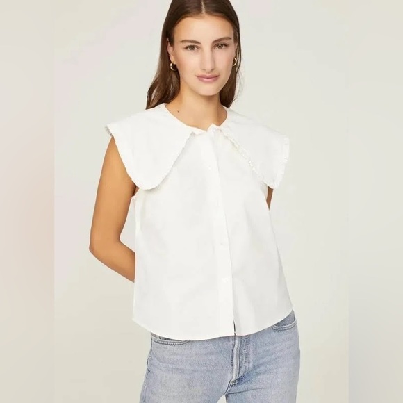 White Ruffled Collar Top - Picture 4 of 5